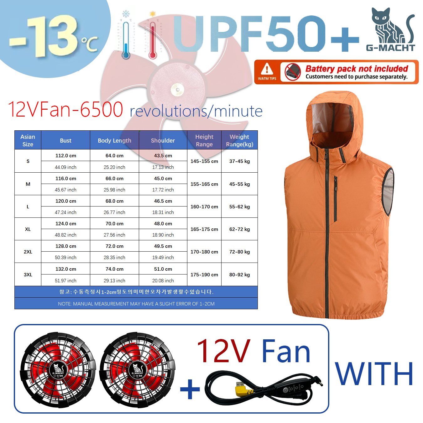 Outdoor Sport Windbreaker - Gilet Estivo Sportivo 12V/5V con Ventilatore